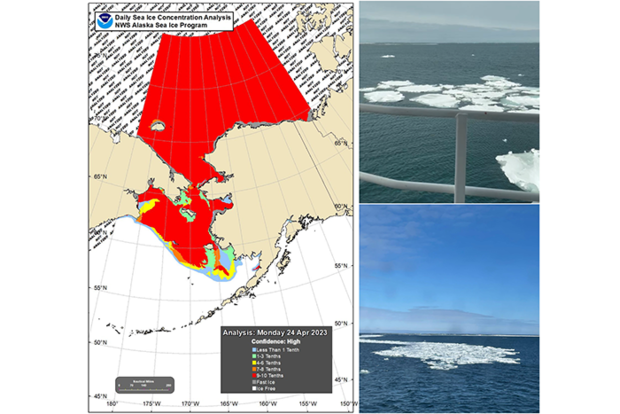 Bering Sea ice map and photos