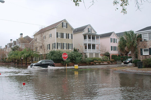Flooded residential street