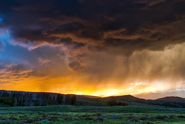 Rain shower over plains