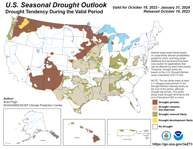 Drought forecast for winter 2023-24 for United States