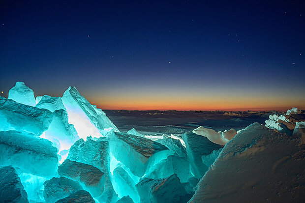 Illuminated sea ice