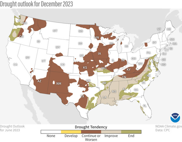 U.S. drought outlook map
