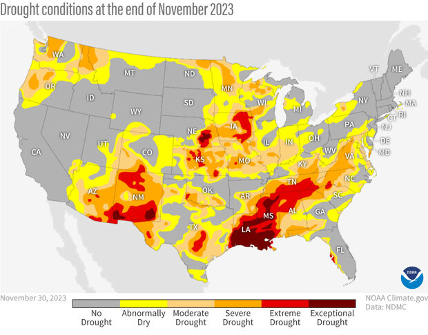 U.S. drought conditions map