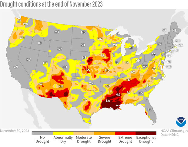 U.S. drought conditions map