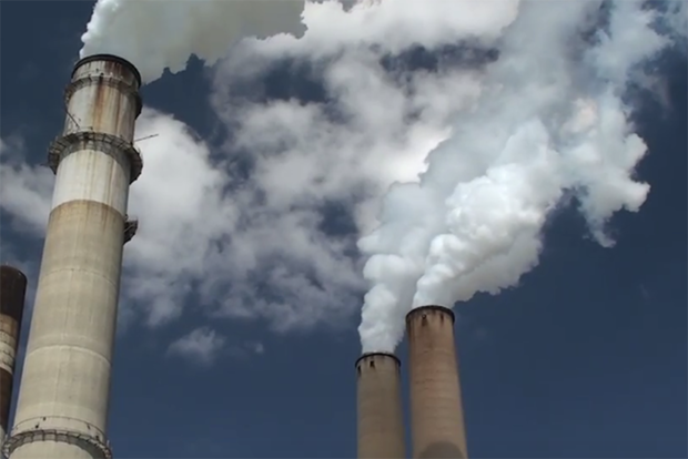 Smokestacks releasing steam