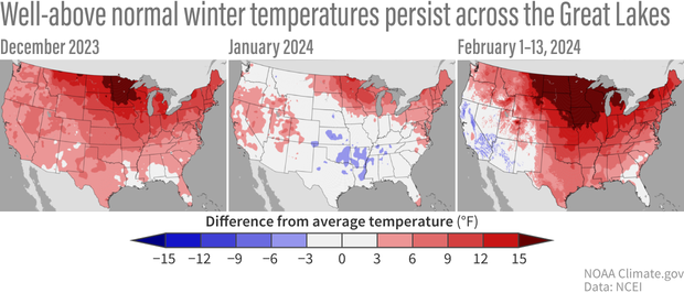 3-box winter 2023-24 monthly temperature anomalies