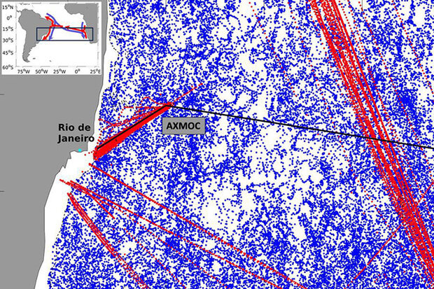 Color-coded map of data-collection points