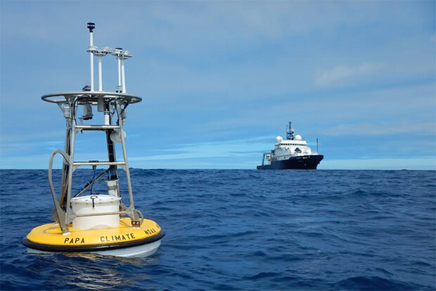 Photo of buoy and ship