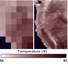 Temperature projection maps