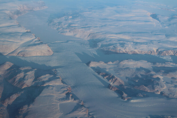 Aerial photo of Greenland glacier