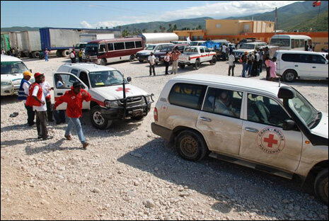 Red Cross vehicles