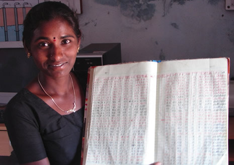 Young woman with recordbook