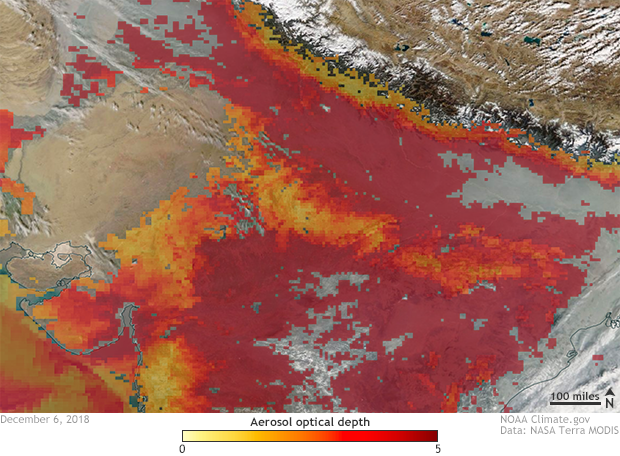 Aerosol optical depth map