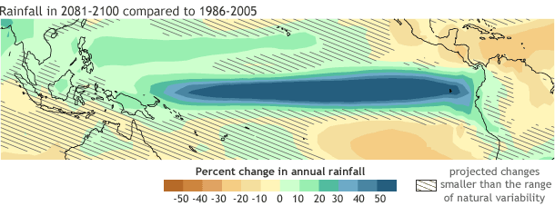 Projected rainfall in 2081-2100 compared to 1986-2005
