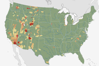 Map image for Climate change to increase water stress in many parts of U.S.