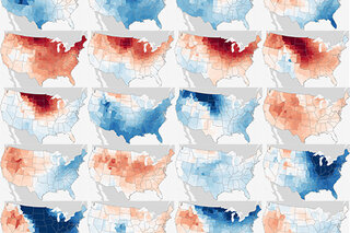 Map image for U.S. winter temperatures for every El Niño since 1950