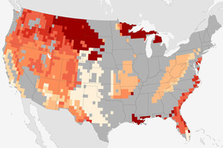 Map image for Risk of very large fires could increase sixfold by mid-century in the US