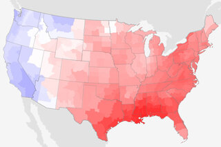 Map image for In the U.S., first month of spring 2020 follows the path set by winter