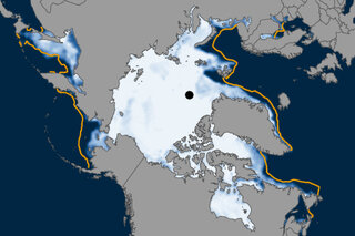 Map image for Arctic sea ice extent at 2018 winter maximum was second smallest on record 