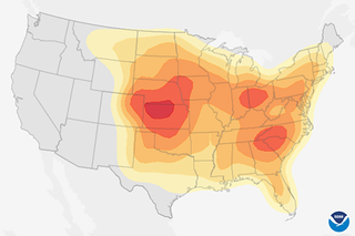 Map image for Why does the start of summer mean a higher probability of severe weather?