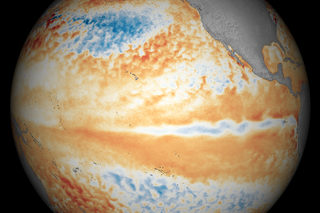 Map image for As El Niño weakens, cool surface waters emerge in eastern tropical Pacific