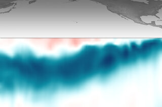 Map image for La Niña coming? Deep pool of cool water is making its way across tropical Pacific