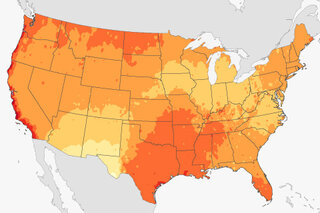 Map image for If things go as “normal,” most U.S. locations will have their hottest day of the year by the end of July
