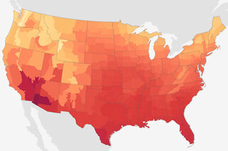 Map image for June 2016 is warmest June on record for U.S. 