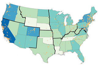 Map image for National Climate Assessment: States and cities are already reducing carbon emissions to save lives and dollars