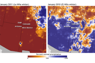 Map image for Influence of El Niño and La Niña on Southwest Rainfall