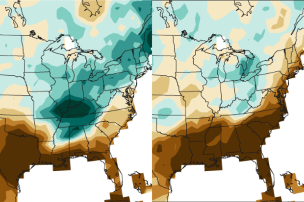 Comparison of US precipitation patterns during first-year versus second-year La Niña events