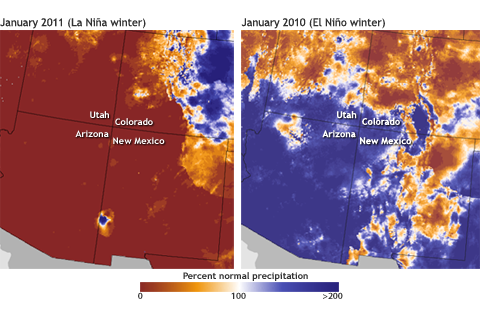 Influence of El Niño and La Niña on Southwest Rainfall