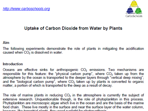 Uptake of Carbon Dioxide from Water by Plants