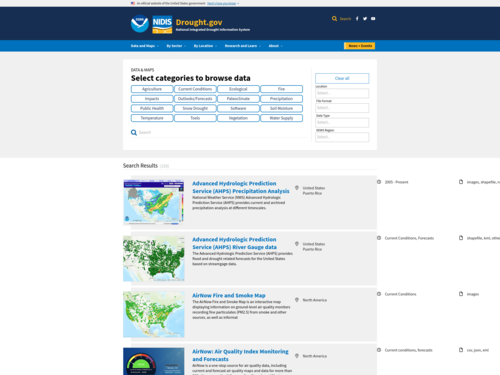 National Integrated Drought Information System: Data, Maps and Tools
