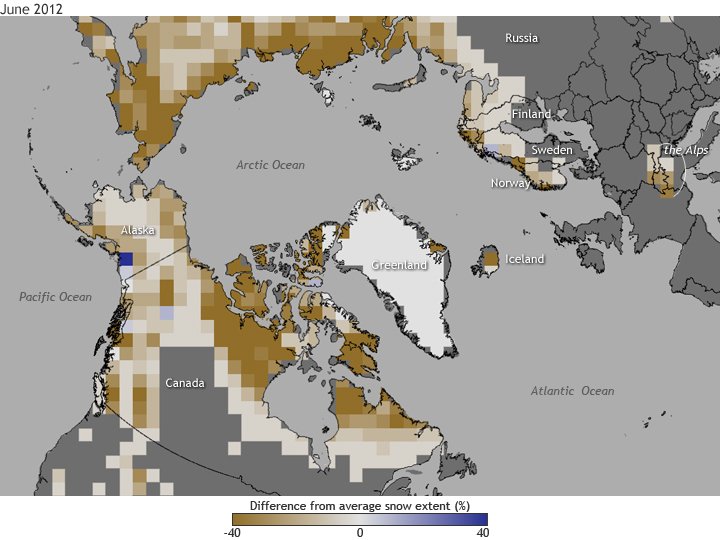 Record Low Spring Snow Cover in Northern Hemisphere 2012