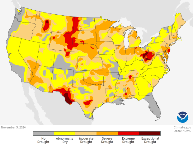 U.S. Drought monitor map November 5, 2024
