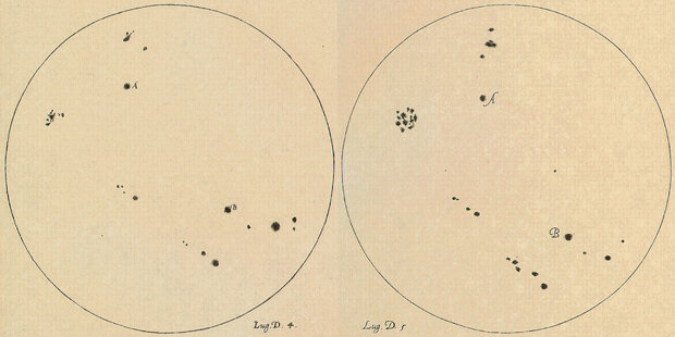 DIgital scans of historic drawings of sunspots by Galileo