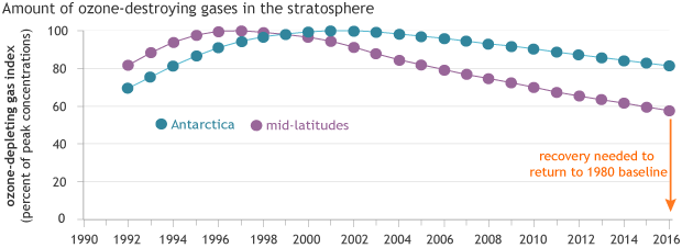 Ozone-destroying gas diagram