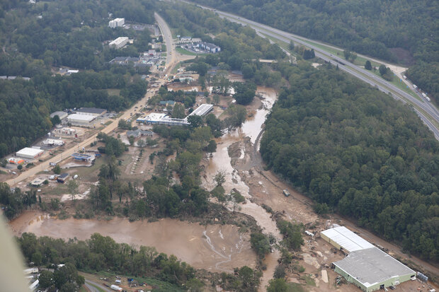 Hurricane Helene devastation from the air