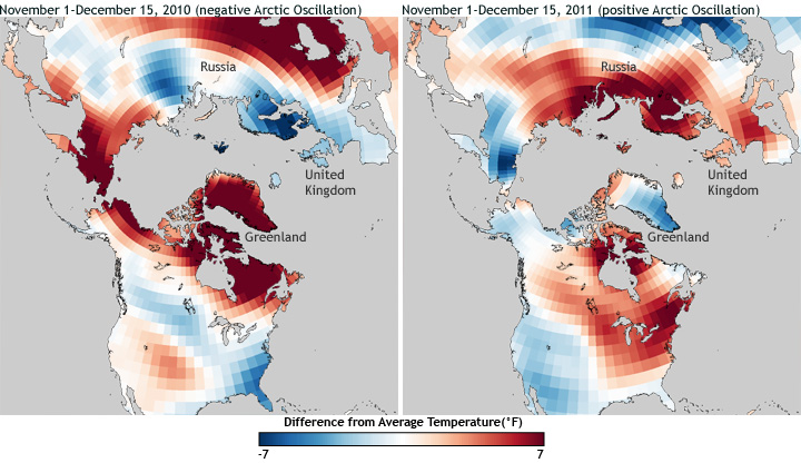 So Far, Arctic Oscillation Favoring Mild Winter for Eastern U.S.